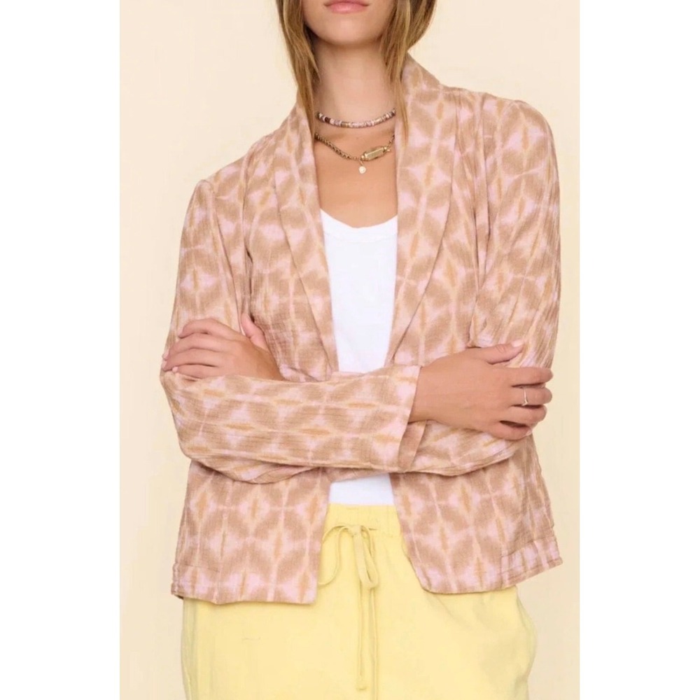 Xirena Tan Pink Honey Twinkle Cullen Gauze Shawl Collar Jacket $310